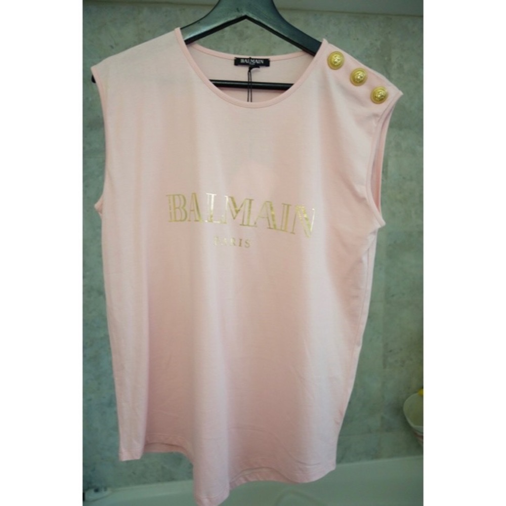 Like New Balmain Sleeveless Logo Tank Top